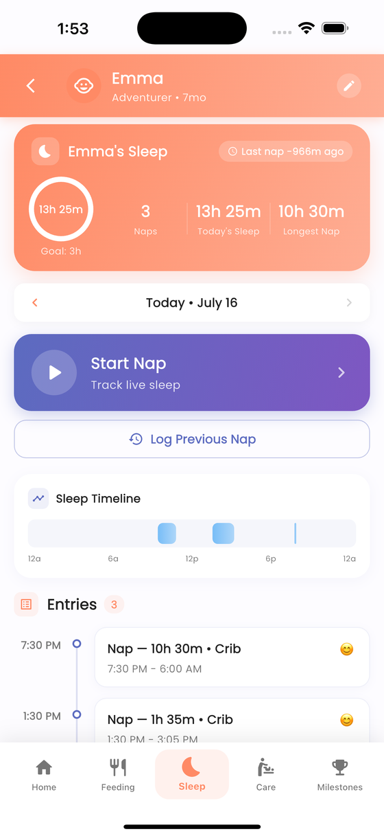 Sleep tracker screen